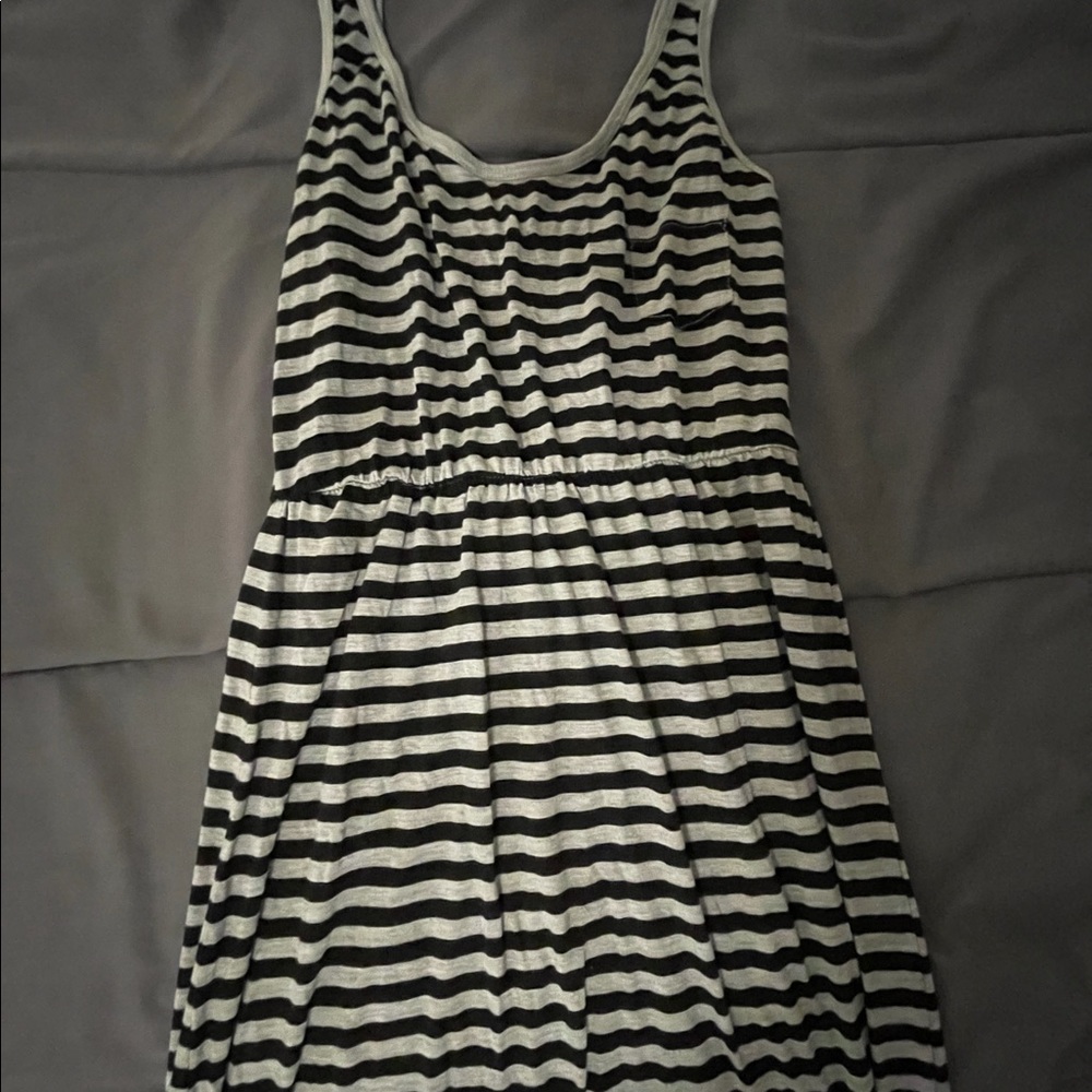 Black and grey striped tank top dress